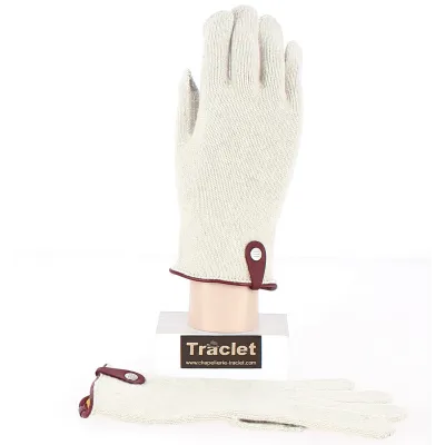 Gants Tactiles Séville Laine & Cachemire Crème/Bordeaux- Traclet Reference : 8912 | Chapellerie Traclet