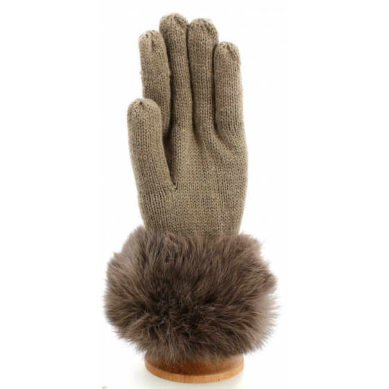 Pyrop Rabbit Fur Gloves Taupe - Herman