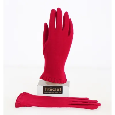 Gants Femme Laine & Nylon Rouge - Traclet Reference : 8917 | Chapellerie Traclet