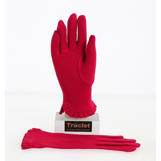 Gants Femme Laine & Nylon Rouge - Traclet Gants Femme Laine & Nylon Rouge - Traclet