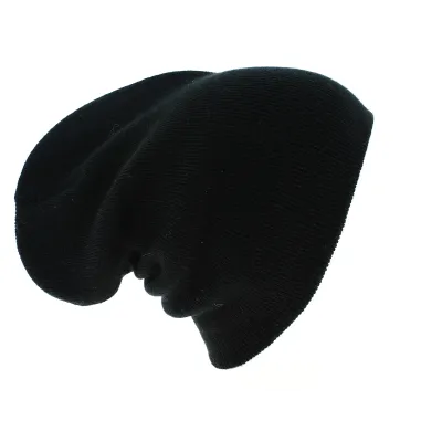 Black Acrylic Long Beanie - Beechfield Reference: 8934 | Traclet Hat Shop
