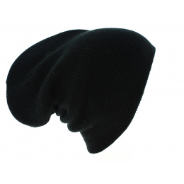 Black Acrylic Long Beanie
