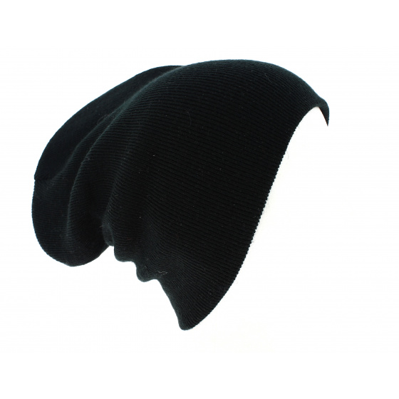 Black Acrylic Long Beanie