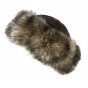 Toque Nastasia Leather & Faux Fur Mink Brown- Traclet
