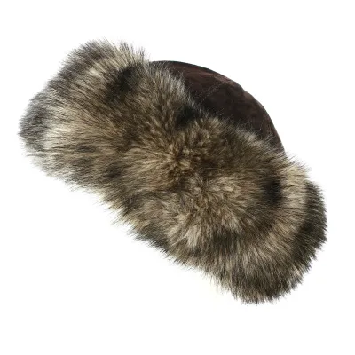 Toque Nastasia Cuir & Fausse Fourrure Vison Marron- Traclet
