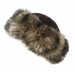 Toque Nastasia Leather & Faux Fur Mink Brown- Traclet