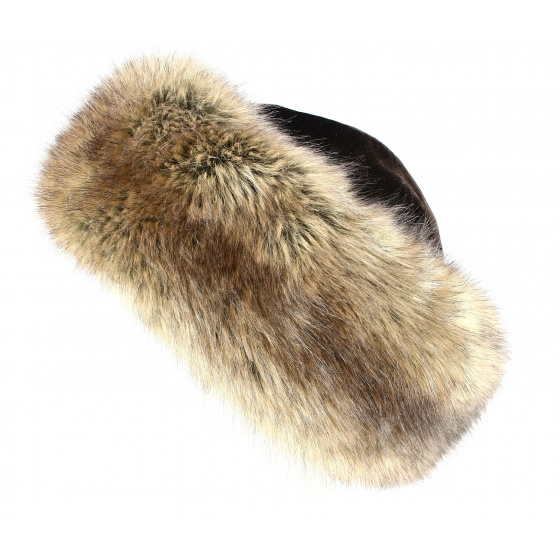 Nastasia Toque Leather & Faux Fox Fur Brown - Traclet