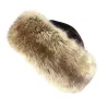 Toque Nastasia Cuir & Fausse Fourrure Renard Marron- Traclet Reference : 8937 | Chapellerie Traclet