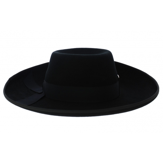 Black Felt Musketeer Hat - Traclet Black Felt Musketeer Hat - Traclet