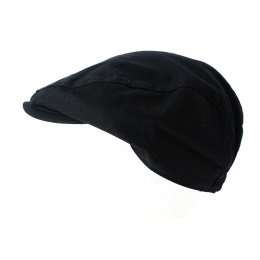 Cotton Flat Cap Black- Result Headwear