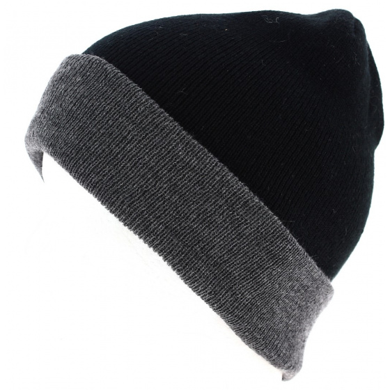 Grey/Black Cuffed Wind Beanie - Traclet