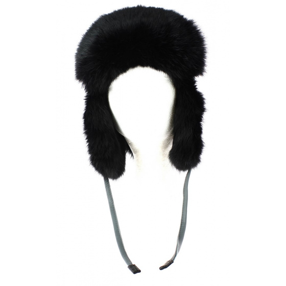 Yukon Leather & Rabbit Chapka Gray/Black - Gena