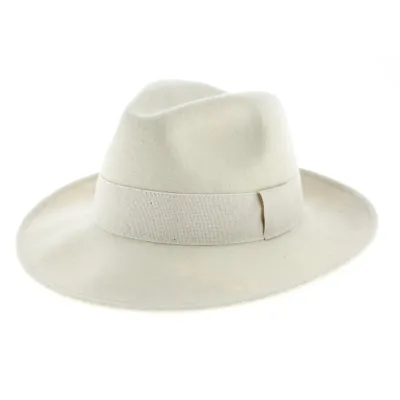 Chapeau Fedora Feutre Laine blanc Imperméable Reference : 8988 | Chapellerie Traclet
