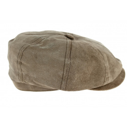 Casquette hatteras Newsboy cuir olive - Aussie Apparel