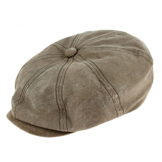Casquette Hatteras Newsboy Cuir Taupe- Henschel 