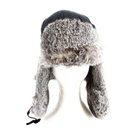 Chapka Fourrure Lapin Noire & Grise- Traclet Chapka Fourrure Lapin Noire & Grise- Traclet