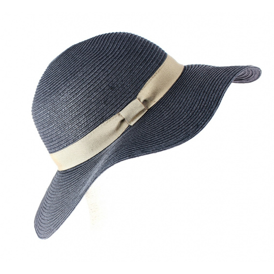 Rhodes Paper Straw Sun Hat Navy/Taupe - Traclet