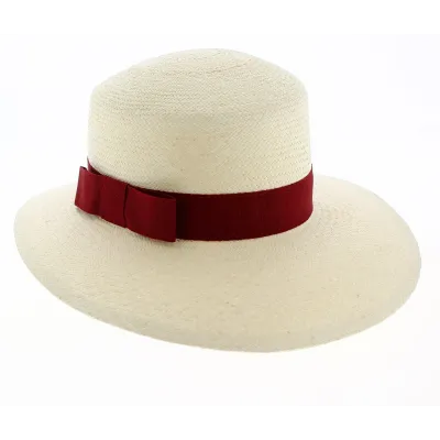 Panama Cap Puyo Natural Straw Red - Traclet Reference: 9022 | Traclet Hat Shop