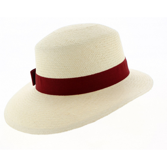 Panama Cap Puyo Natural Straw & Red - Traclet