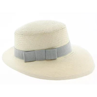 Casquette Panama Puyo Paille Naturelle Gris Perle- Traclet Reference : 9023 | Chapellerie Traclet