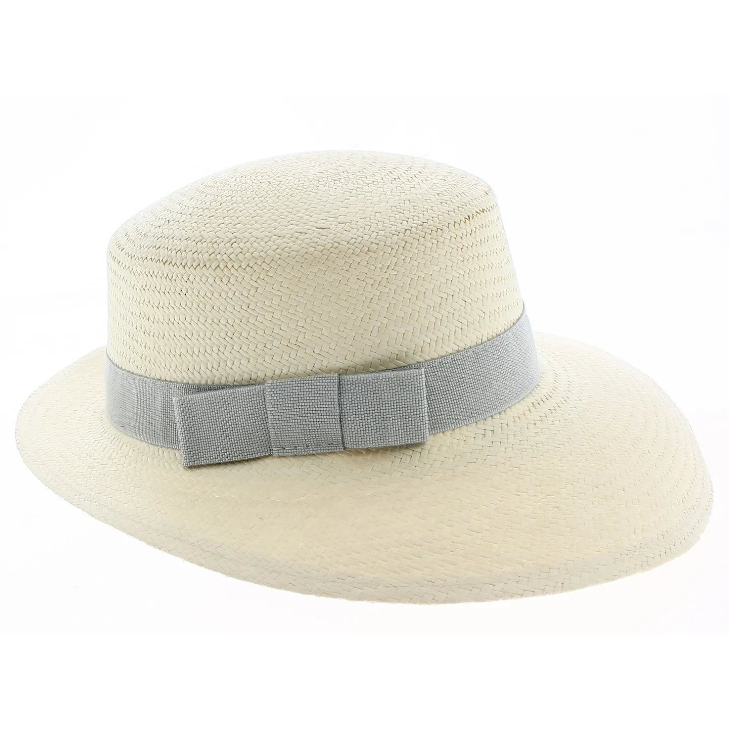 Casquette Panama Puyo Paille Naturelle Gris Perle- Traclet Reference : 9023 | Chapellerie Traclet