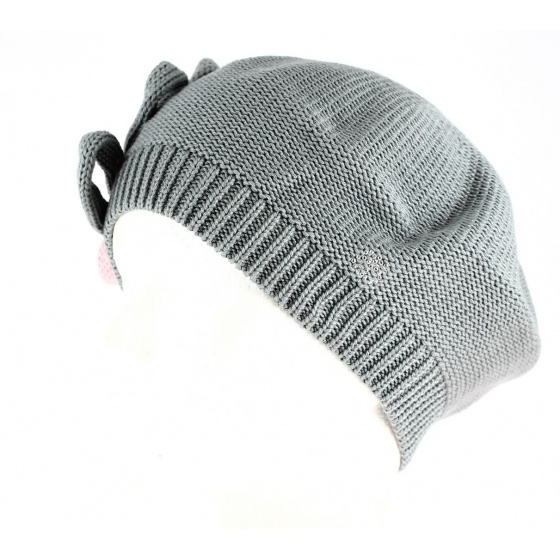 Leïla Cotton Flower Gray & Pink Beret - BeBeret Leïla Cotton Flower Gray & Pink Beret - BeBeret