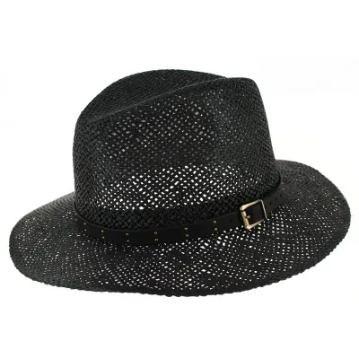 Black Paper Straw Traveller Thurins Hat - Traclet  Reference: 9039 | Traclet Hat Shop