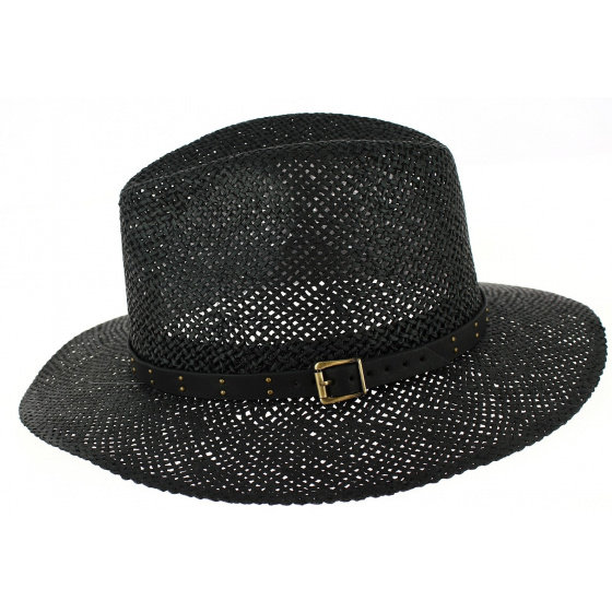 Chapeau Traveller Thurins Paille Papier Noir- Traclet 