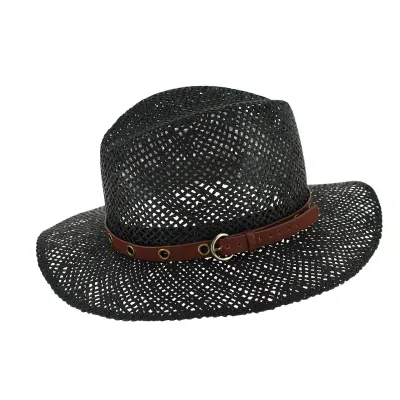 Chapeau Traveller Thurins Paille Papier Noir -Traclet Reference : 9040 | Chapellerie Traclet
