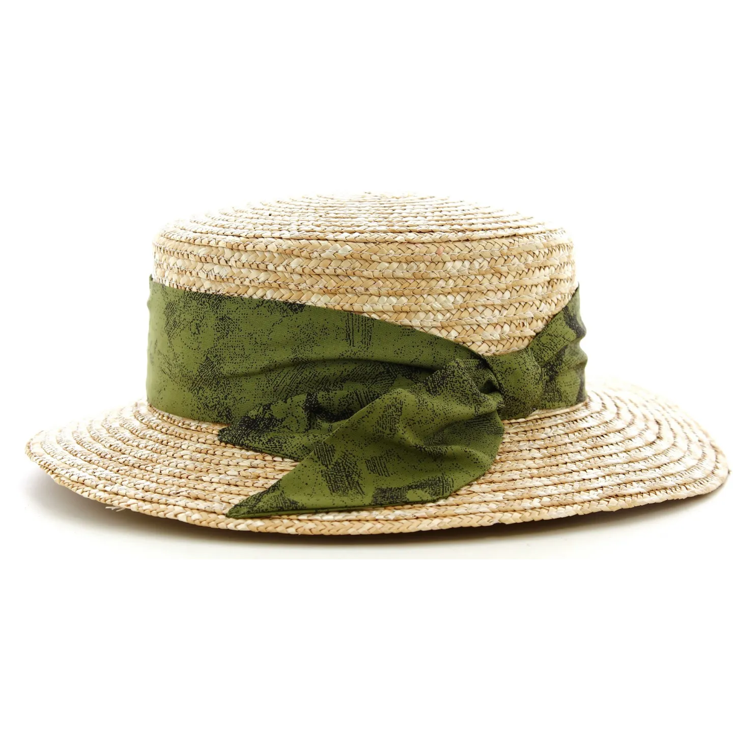 Canotier Femme Sidonie Paille Naturelle Ruban Vert- Traclet Reference : 9135 | Chapellerie Traclet