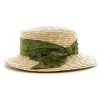 Canotier Femme Sidonie Paille Naturelle Ruban Vert- Traclet Reference : 9135 | Chapellerie Traclet