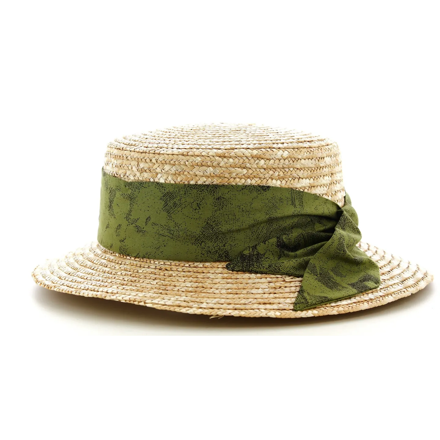 Canotier Femme Sidonie Paille Naturelle Ruban Vert- Traclet Reference : 9135 | Chapellerie Traclet