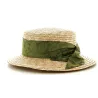 Canotier Femme Sidonie Paille Naturelle Ruban Vert- Traclet Reference : 9135 | Chapellerie Traclet