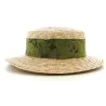 Canotier Femme Sidonie Paille Naturelle Ruban Vert- Traclet Reference : 9135 | Chapellerie Traclet