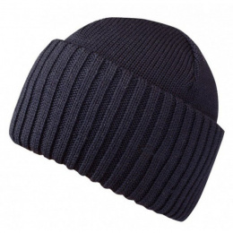 Navy Wool Turn-up Beanie - Traclet