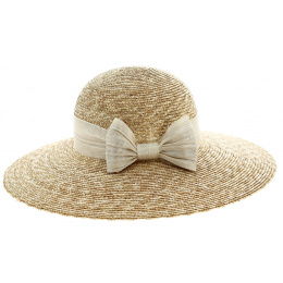Monique Straw & Bow Couture Wide-Brimmed Hat - Traclet