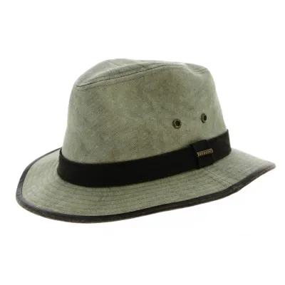 Green Cotton Wellfleet Traveller Hat - Stetson Reference: 9160 | Traclet Hat Shop