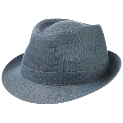 Chapeau Osceola Trilby lin Bleu/Marron- Stetson Reference : 9169 | Chapellerie Traclet