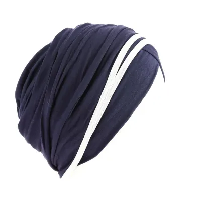 Navy/Silver Nubie Turban Reference: 9171 | Traclet Hat Shop