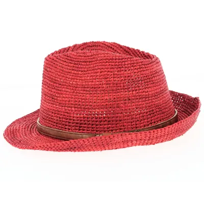 Chapeau Trilby Raphia Avignon Rouge- Traclet Reference : 5142 | Chapellerie Traclet