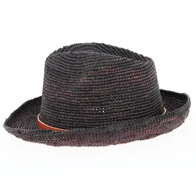 Chapeau Trilby Raphia Avignon Prune - Traclet Reference : 5144 | Chapellerie Traclet