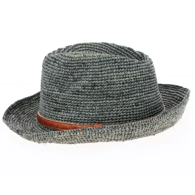 Chapeau Trilby Raphia Avignon vert-de-gris- Tracle Reference : 5487 | Chapellerie Traclet