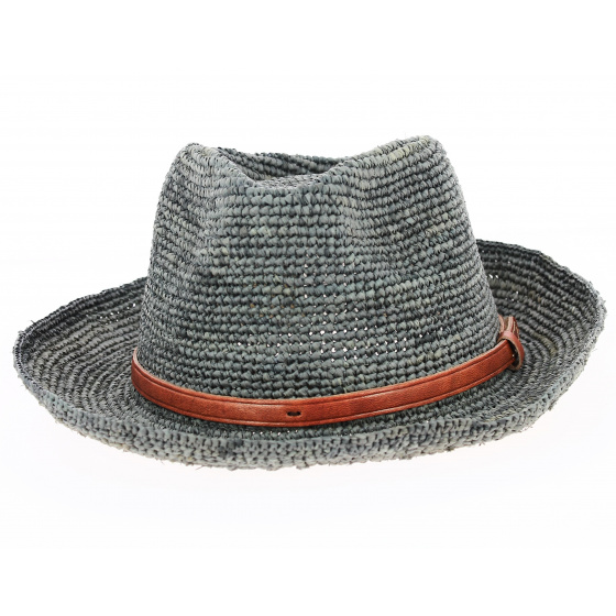 Green-Grey Avignon Raffia Trilby Hat - Traclet