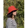 Chapeau breton Raphia Camélia Rouge - Traclet- boutique de chapeau Reference : 8002 | Chapellerie Traclet