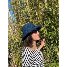 Chapeau breton Raphia Camélia Bleu - Traclet  Reference : 8720 | Chapellerie Traclet