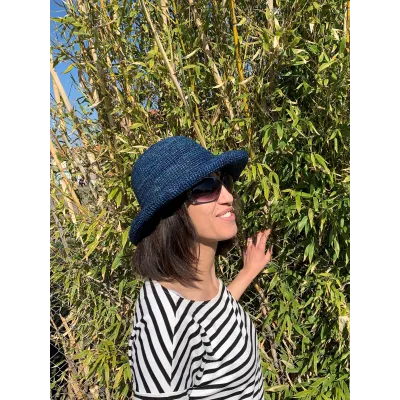 Chapeau breton Raphia Camélia Bleu - Traclet  Reference : 8720 | Chapellerie Traclet