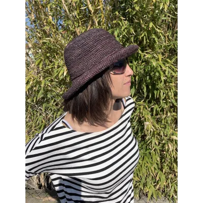 Plum Camelia Raffia Breton Hat - Traclet Reference: 8243 | Traclet Hat Shop
