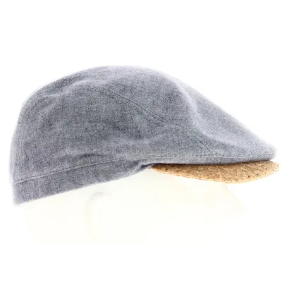 Gray/Blue Linen Sauvain Cap - Traclet Reference: 9211 | Traclet Hat Shop