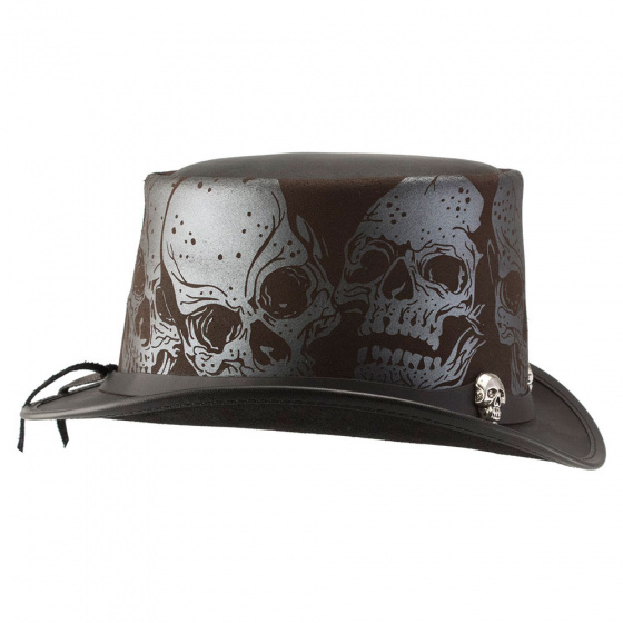 Silver Skull Hat Leather- Head'N Home Reference : 3776 | Chapellerie ...