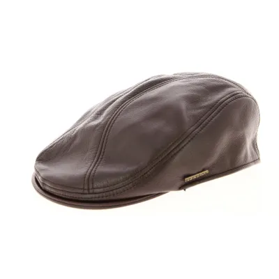 Brown Leather Tanque Flat Cap - Stetson Reference: 3127 | Traclet Hat Shop